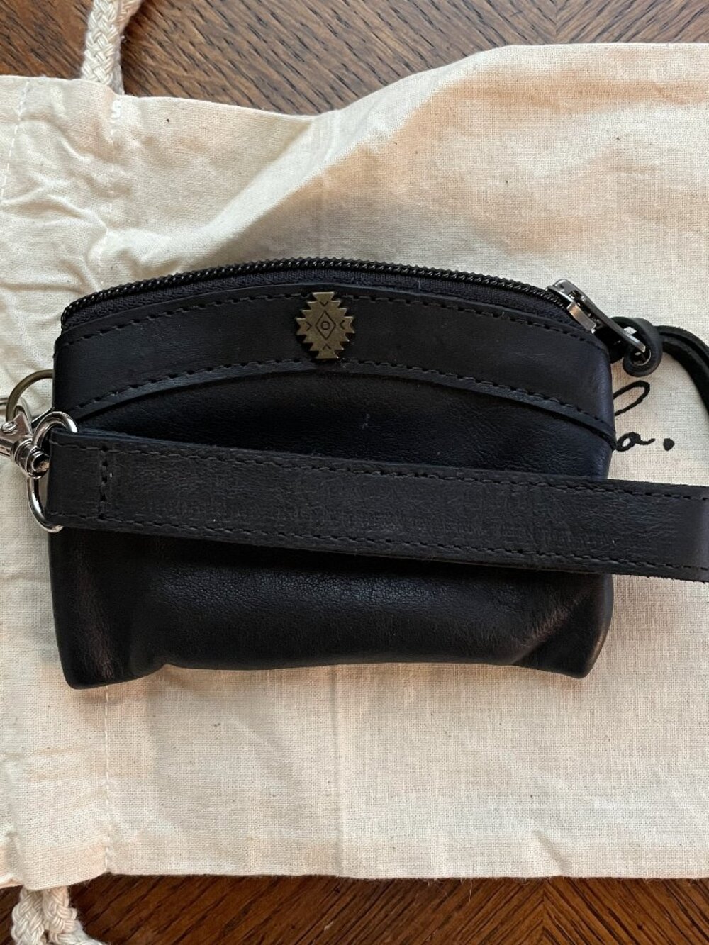 Nena & Co. Handmade Peace Pilgrim Wristlet Clutch Leather Boho With Original Bag
